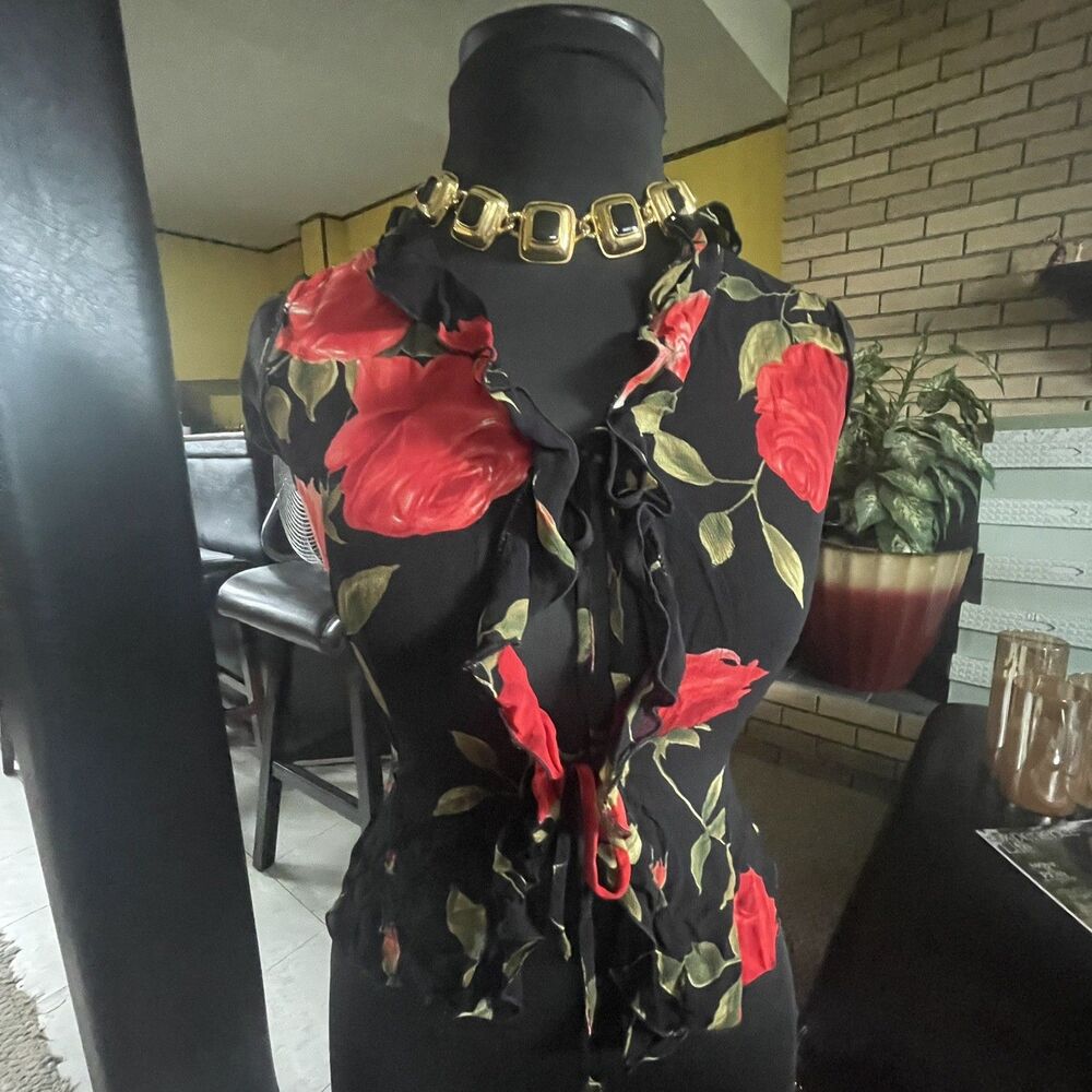 NUL Fashion Project Made in Italy Tie Front Floral Blouse Size 8